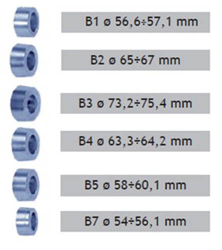sada konusů 6 ks mírné stoupání, trn 40 mm – 54–75,4 mm