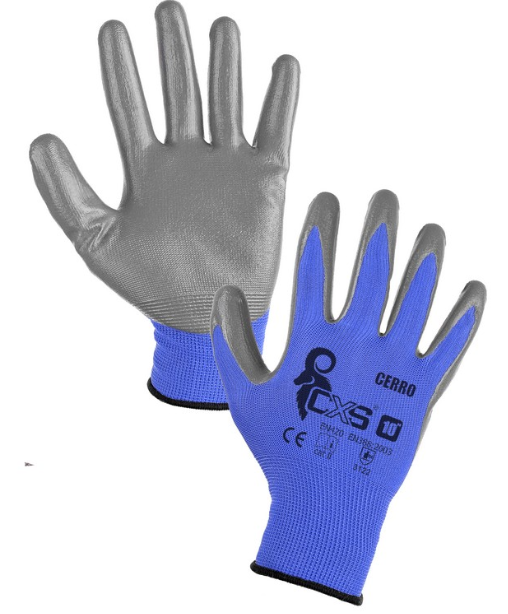 Rukavice textil/nitril modro-šedé 1 pár vel.9